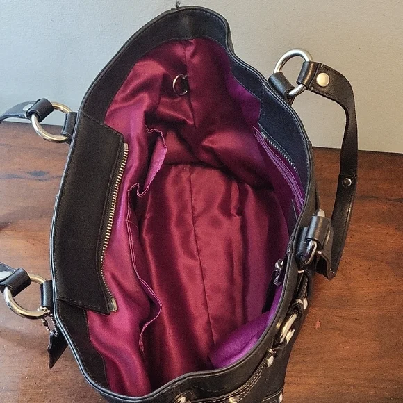 Coach Carly Black Leather Carryall Satchel Bag Tote Shoulder Bag J0878-13236